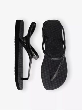 Havaianas Flash Urban Sandals Black Rubber Thong Slingback Women’s 7/8
